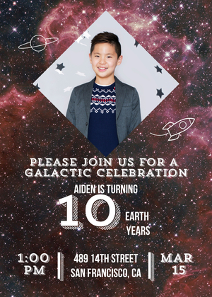 Galaxy Birthday Invitation Galaxy Birthday Invitation