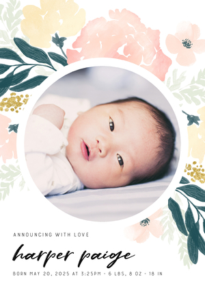 Bold Floral Birth Announcement Bold Floral Birth Announcement