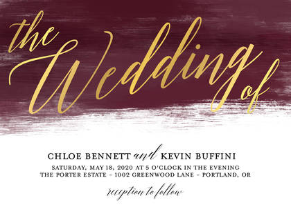 Painted Burgundy Foil Script Wedding Painted Burgundy Foil Script Wedding