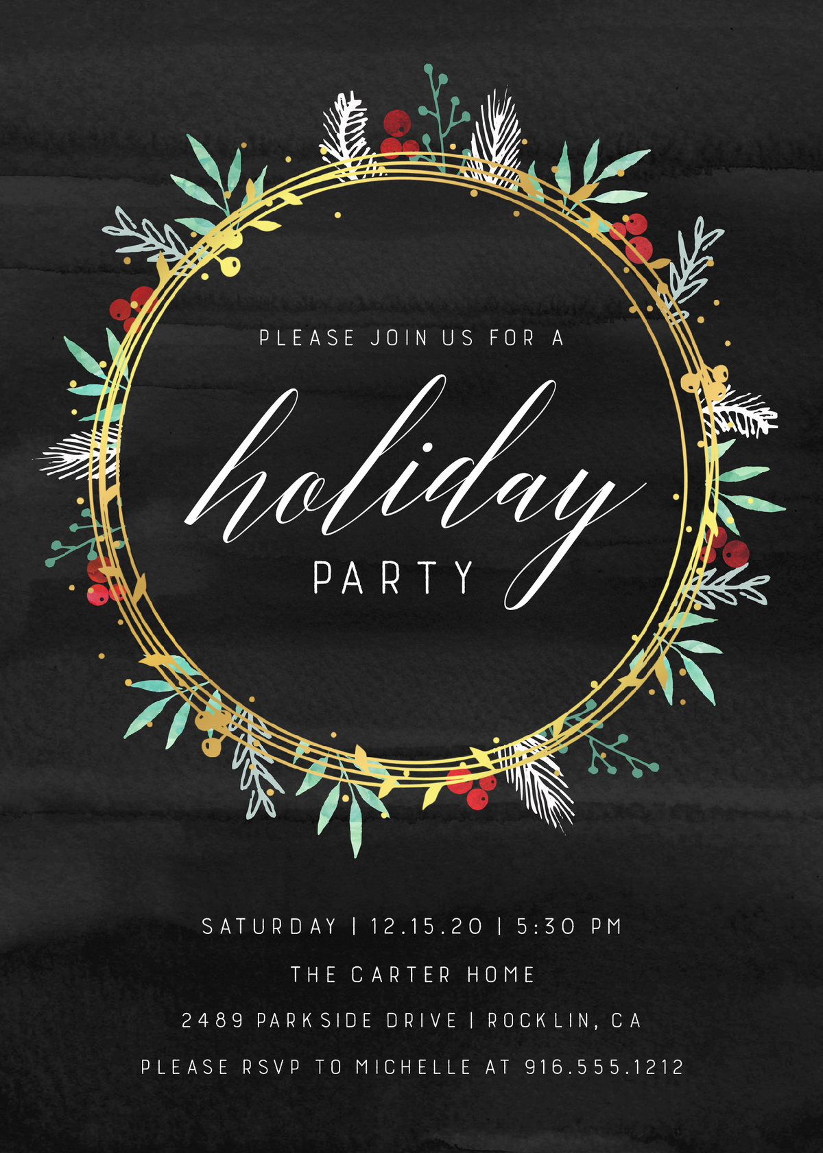 Foil Wreath Foliage Invitation Foil Wreath Foliage Invitation