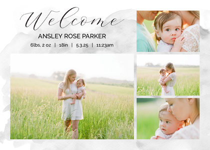 Muted Watercolor Baby Announcement Muted Watercolor Baby Announcement