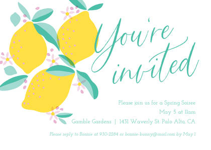 Fresh Lemons Invitation by Pennie Post Fresh Lemons Invitation by Pennie Post