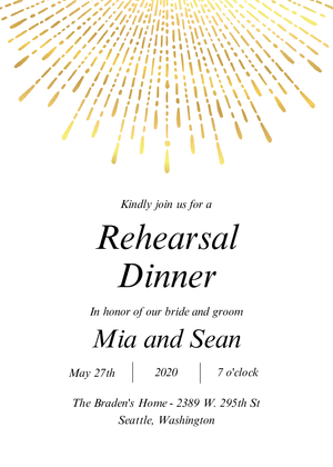 Sunburst Rehearsal Dinner Invitation Sunburst Rehearsal Dinner Invitation