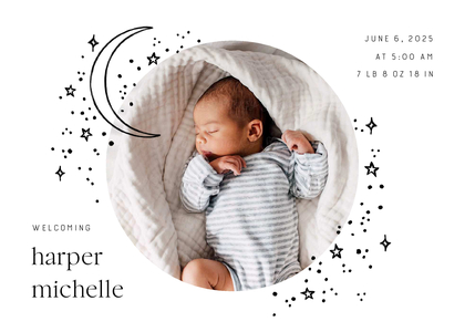 Moon & Stars Birth Announcement Moon & Stars Birth Announcement