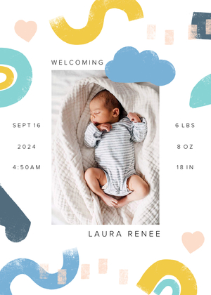 Bold Organic Shapes Birth Announcement Bold Organic Shapes Birth Announcement