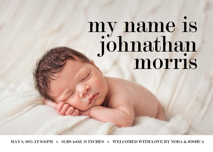 Bold Type Baby Announcement Bold Type Baby Announcement