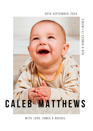 Black and White Minimal Birth Announcement Black and White Minimal Birth Announcement