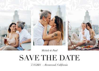 Patterned White on White Save the Date Patterned White on White Save the Date