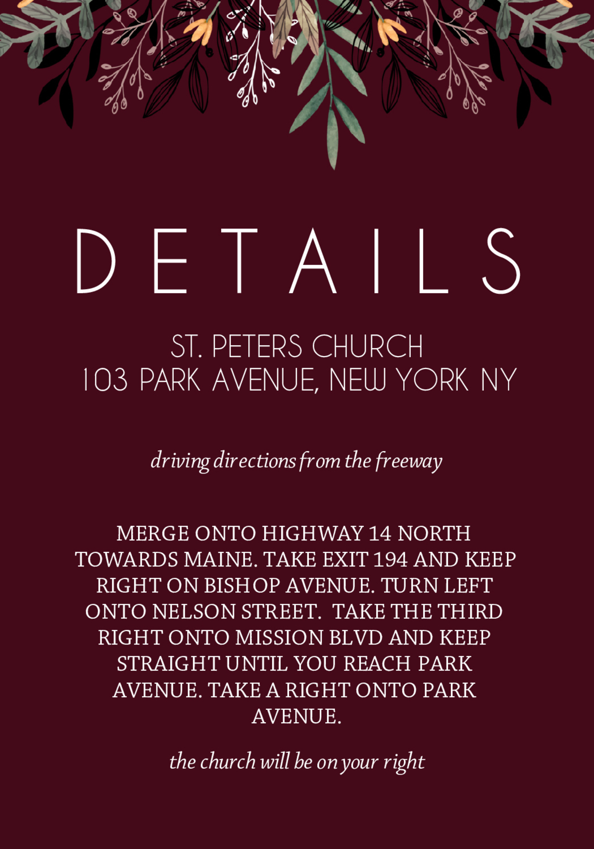 The Best Wedding Direction Card Templates The Best Wedding Direction Card Templates