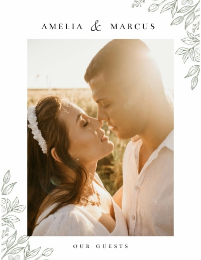Rustic Floral Wedding Guest Book Photo Book