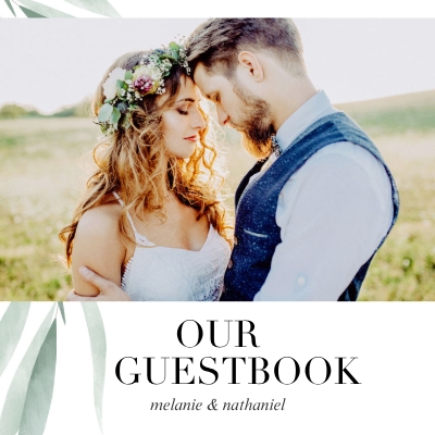 Watercolor Greenery Wedding Guest Book Photo Book