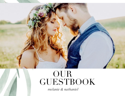 Watercolor Greenery Wedding Guest Book Photo Book
