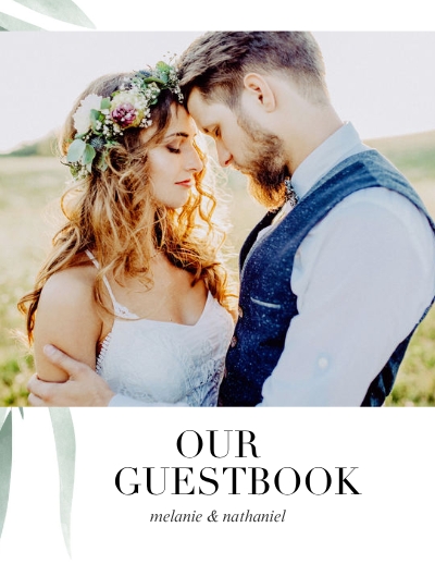 Watercolor Greenery Wedding Guest Book Photo Book