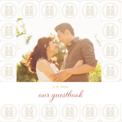 Chinese Double Happiness Wedding Guest Book Photo Book