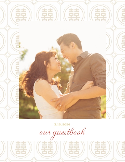 Chinese Double Happiness Wedding Guest Book Photo Book