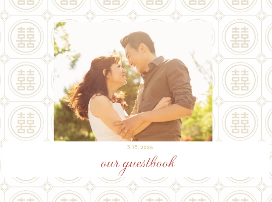 Chinese Double Happiness Wedding Guest Book Photo Book
